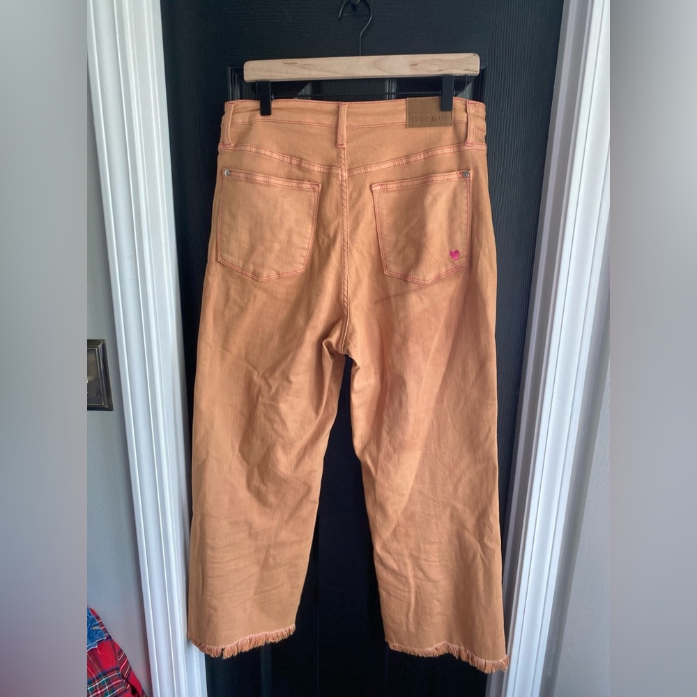 Judy Blue Dyed Garment Brown Wide Leg Distressed Hem Jeans-Size 30 - Picture 3 of 12